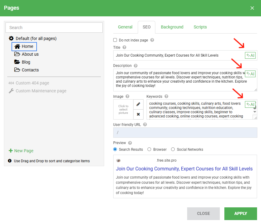 AI-generated meta information